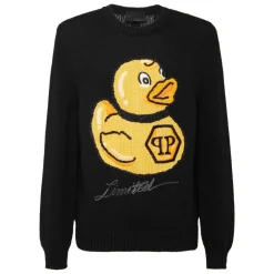 Philipp Plein Wollen Mix Pullover Handgemaakte Borduurwerk PP Duck-Heren Truien & Vesten