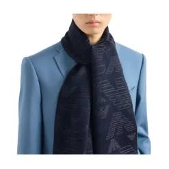 Emporio Armani Wollen sjaal met jacquard adelaar over het hele oppervlak-Heren Sjaals