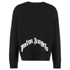 Palm Angels Wollen Trui met Logo Intarsia-Heren Truien & Vesten