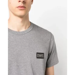 Dolce & Gabbana Zilveren Plaque Grijze T-Shirt-Heren Shirts