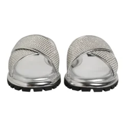 Dolce & Gabbana Zilveren Strass Slide Flats-Heren Slippers