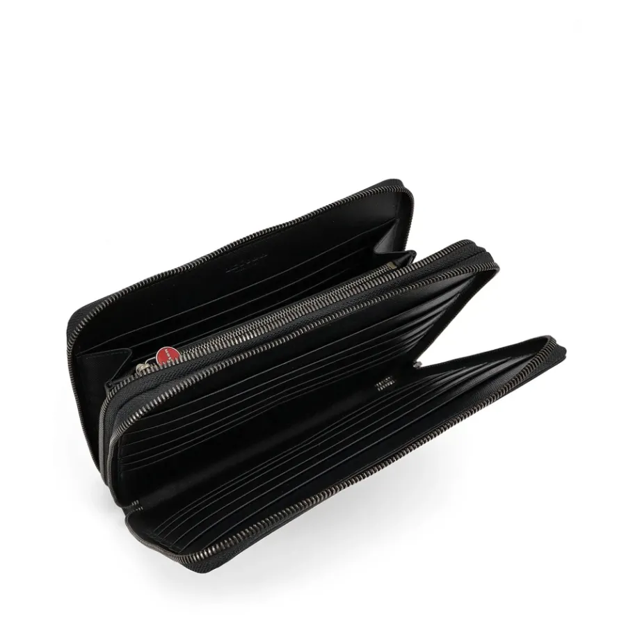 Kiton e leren dubbele ritssluiting portemonnee-Heren Portefeuilles