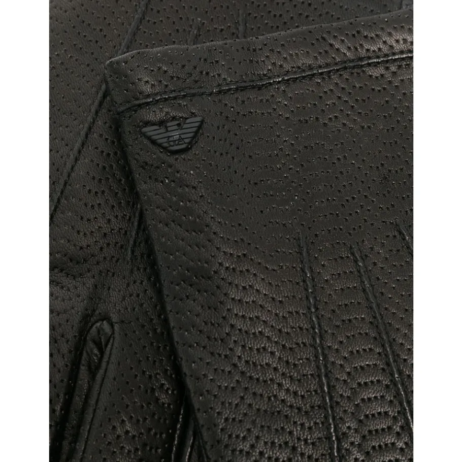 Emporio Armani e leren handschoenen met logodetails-Heren Handschoenen