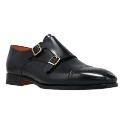 Santoni e Leren Loafer Dubbele Gesp Schoenen-Heren Nette Schoenen