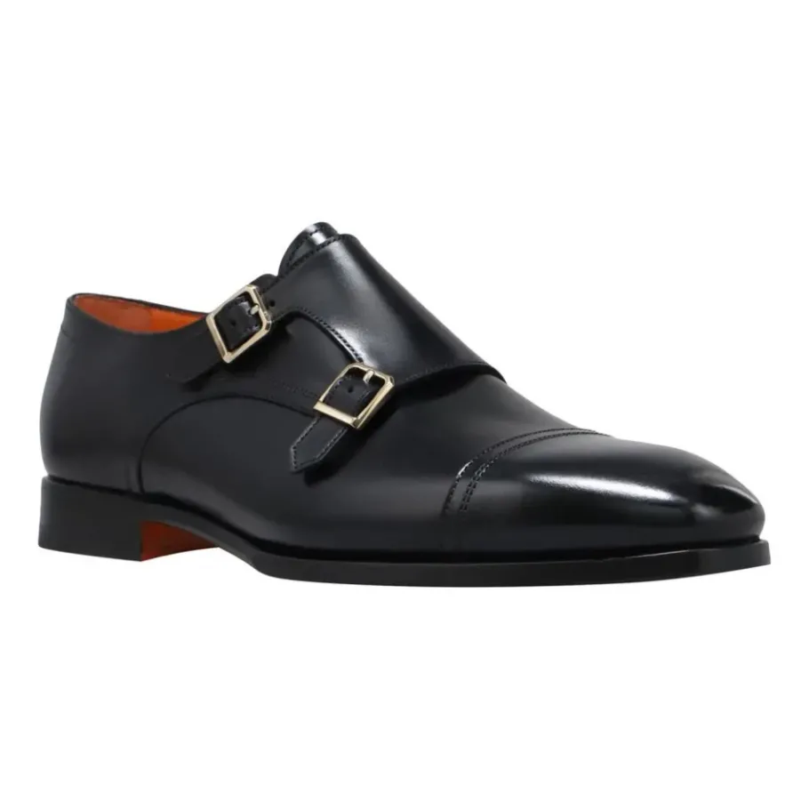 Santoni e Leren Loafer Dubbele Gesp Schoenen-Heren Nette Schoenen