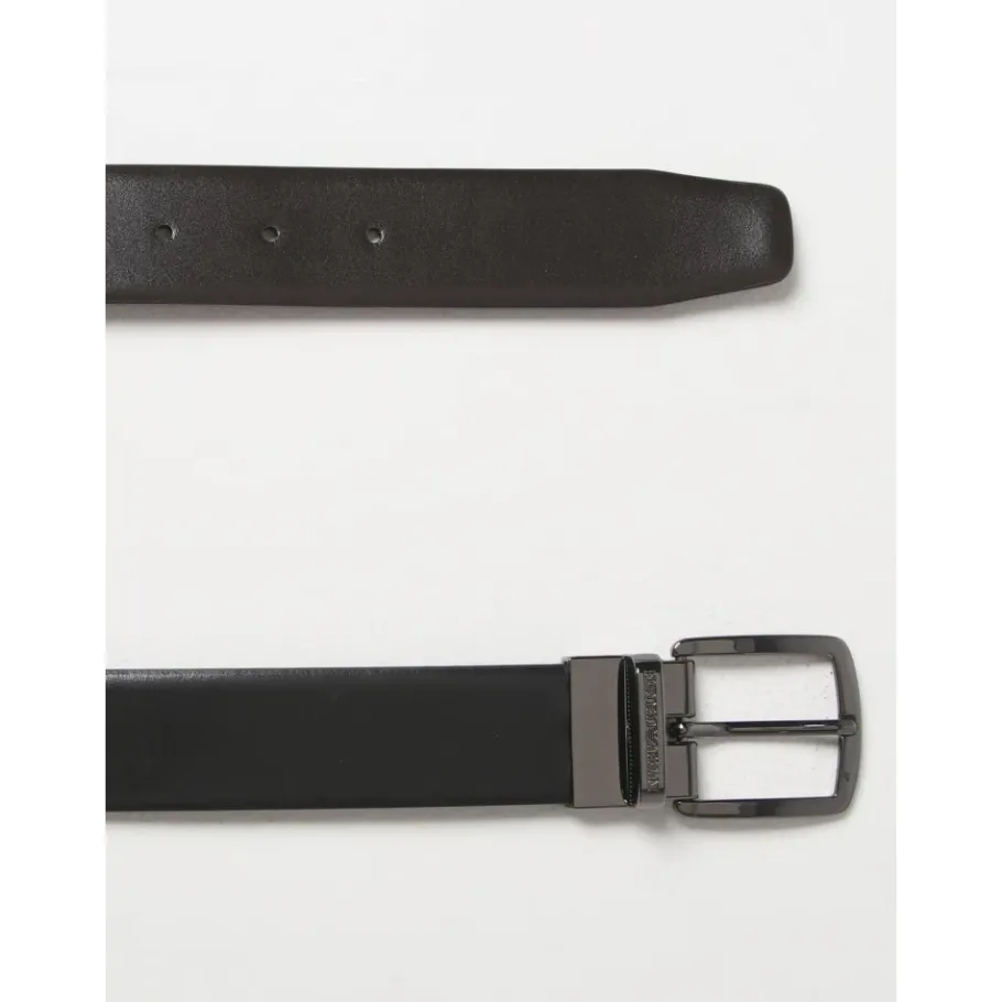 Emporio Armani e leren riem met gesp-Heren Riemen