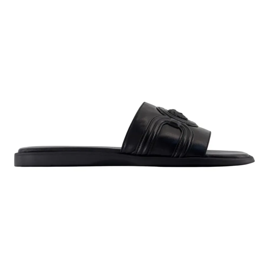 Versace e Leren Sandalen met Messing Details-Heren Slippers