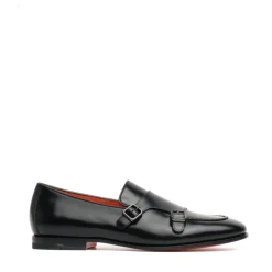 Santoni e leren schoenen met dubbele gesp-Heren Instappers & Slip Ons|Nette Schoenen