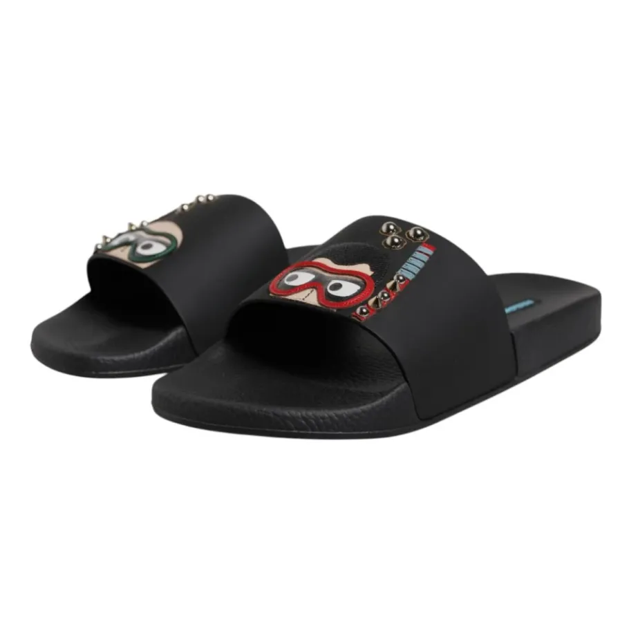 Dolce & Gabbana e leren slides met studs-Heren Slippers