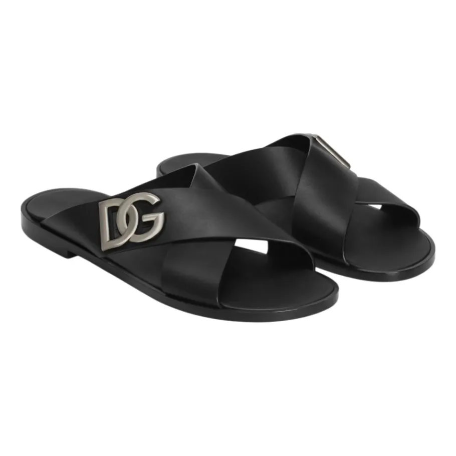 Dolce & Gabbana e Logo Kalfsleren Sandalen-Heren Slippers